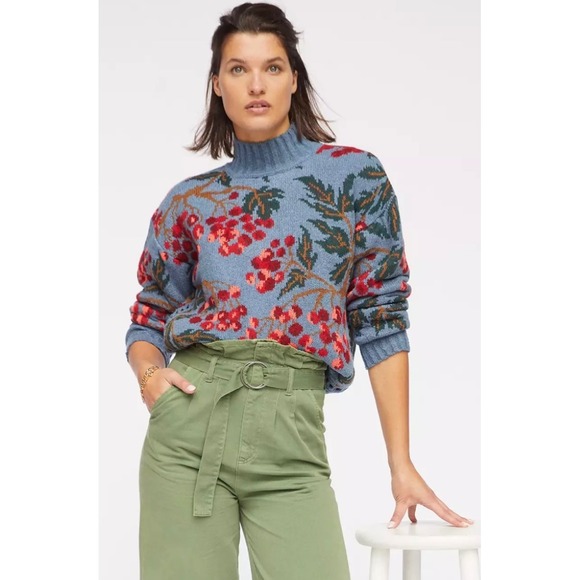 Cecilia Prado by Anthropologie Blossom Mock Neck Sweater Womens Medium Brazil - Picture 2 of 12